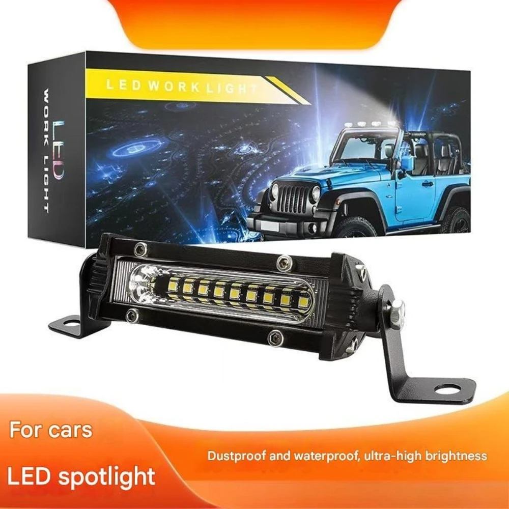 Car work lights hot-selling LED spotlights modified China net lights 9W small single row strip lights motorcycle