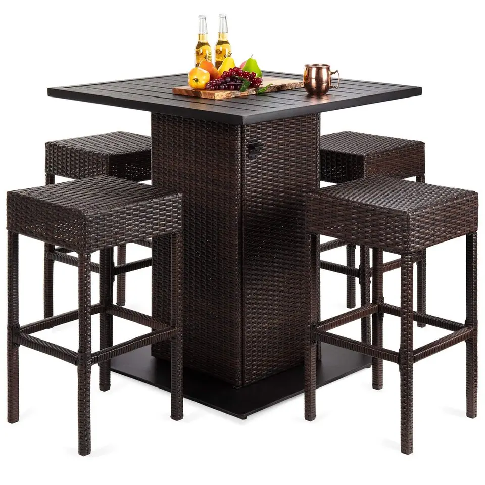 Outdoor Wicker Bar Table Set with Builtin Bottle Opener
