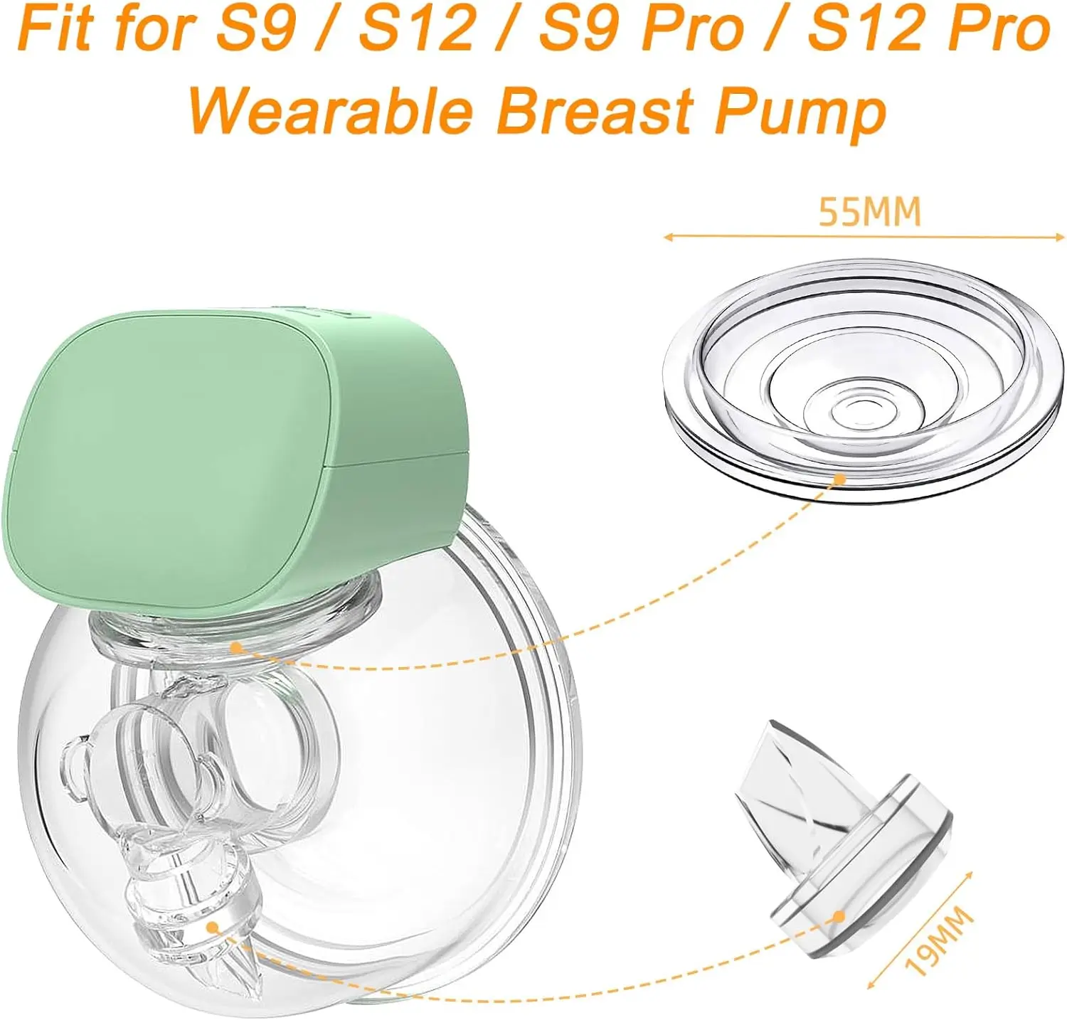 Válvula de pico de pato de silicona y diafragma de silicona, Compatible con reemplazo de piezas de extractor de leche portátil S12Pro/S9Pro/S12/S9