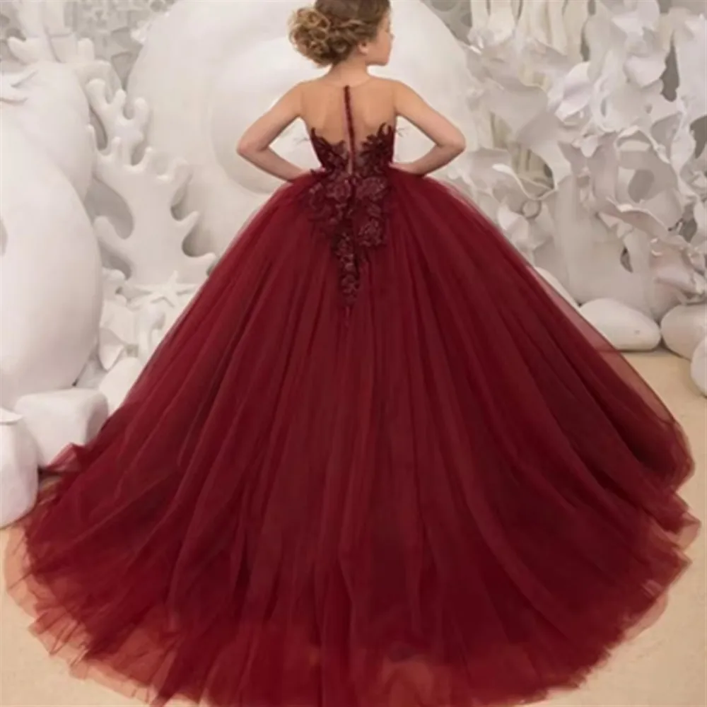 

Customized Flower Girls Wedding Dress Appliques Sleeveless Princess Birthday Banquet Prom Dress Holy Communion Ball Gown
