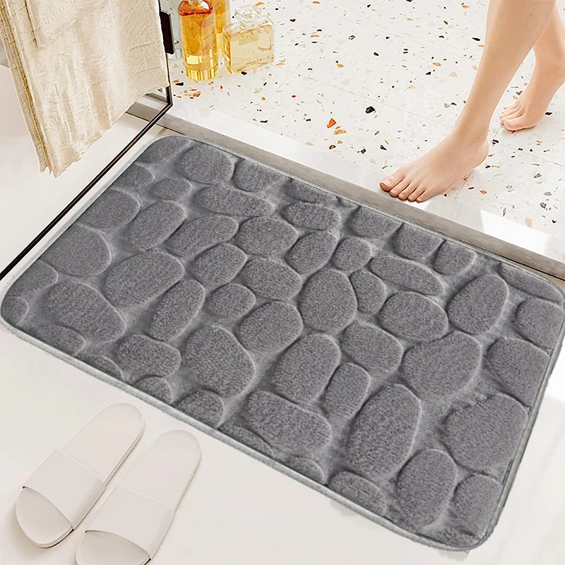 1pc Bath Rugs Rose Flower Embossed Bathroom Bath Floor Mat Flannel Non-Slip Carpet Bathtub Floor Rug Shower Room Doormat Mat