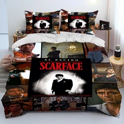 Movie Scarface Tony 3D Printing Comforter Bedding Set,Duvet Cover Bed Set Quilt Cover Pillowcase,King Queen Size Bedding Set Kid