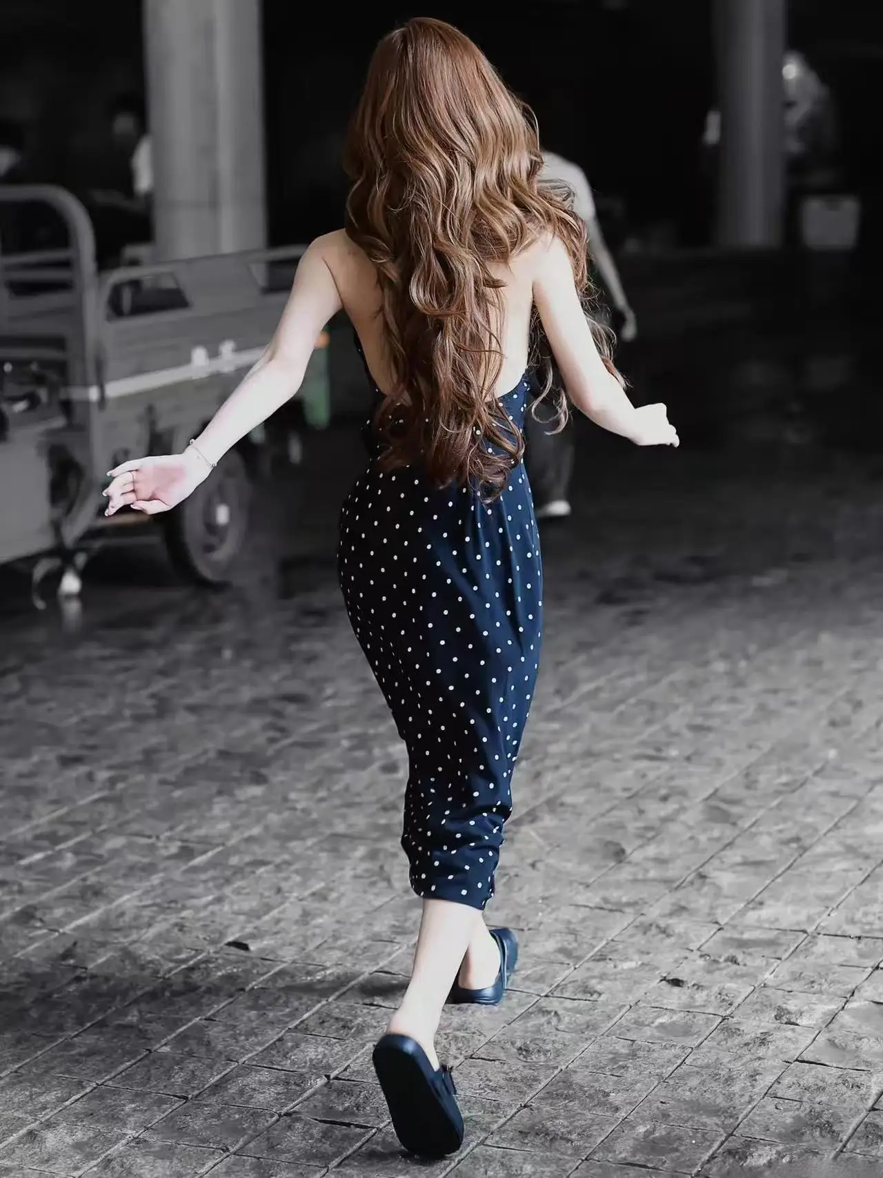 Susan Bla Polka Dot Dupla Camada de Seda Assimétrica Neline Dr Feminino Faion Francês Sle Primavera Verão Vestido Casual