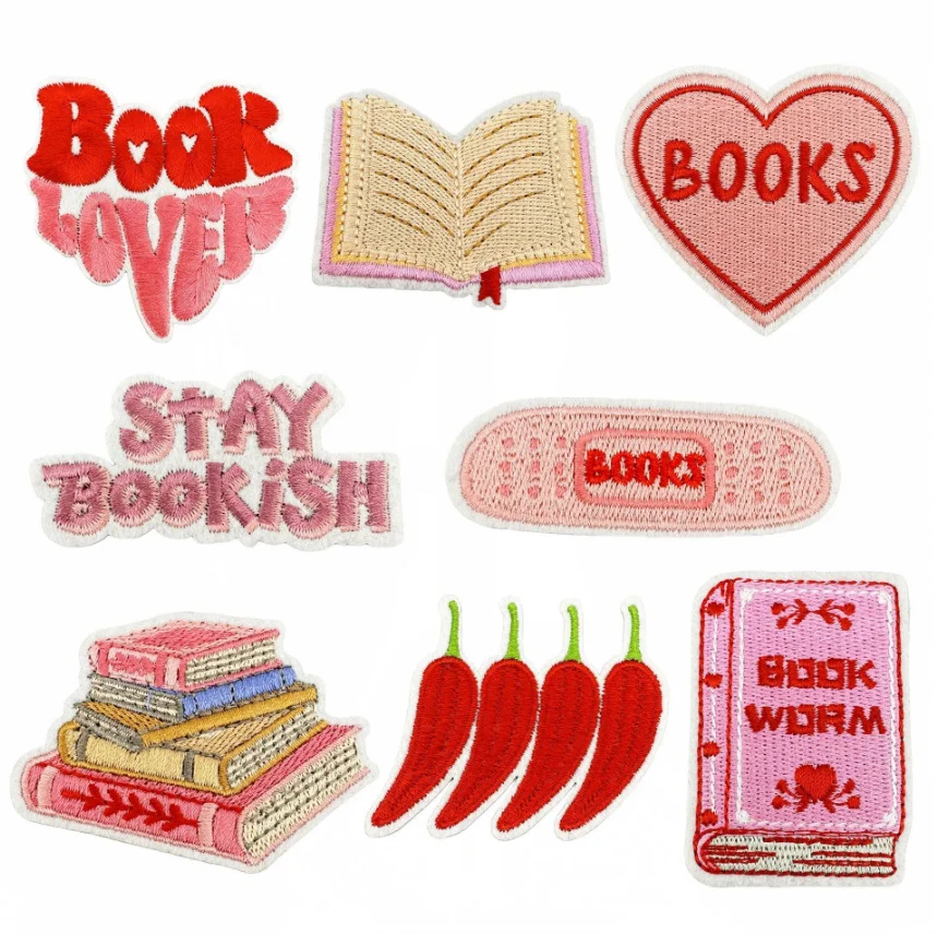 10 Pcs Books Iron On Sew On Embroidered Patches Clothing Hat Bag Shoe Repair Phone Gift Box Decor DIY Accessory