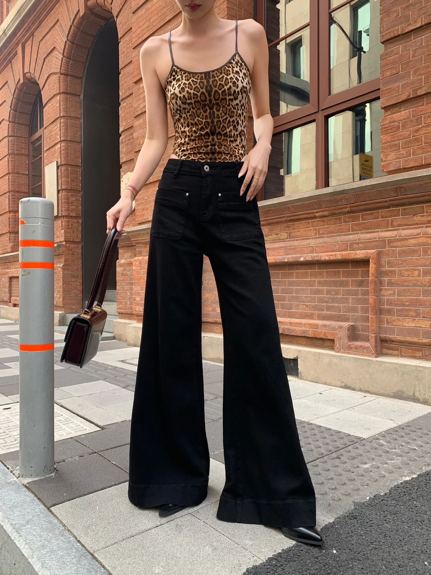 

Винтажные расклешенные джинсы DONGNI3 для женщин, повседневные свободные джинсовые брюки с карманами, прямые штаны