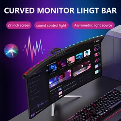 60cm 책상 램프 LED 조명 RGB 곡선 스트레이트 컴퓨터 모니터 화면 매달려 라이트 바 USB 3 색 디 밍이 가능한 독서 테이블 램프