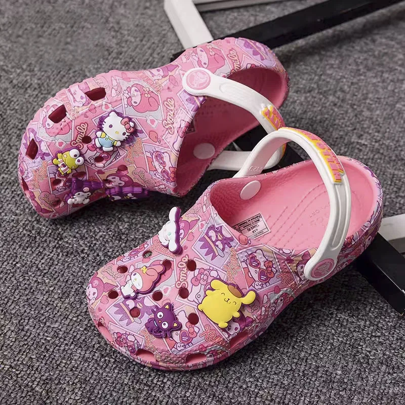 Hello Kitty Slipper Sanrio Anime Summer Children Cute Slippers Cartoon Non Slip Soft Soled Outdoor Beach Sandals Home Flat Shoes