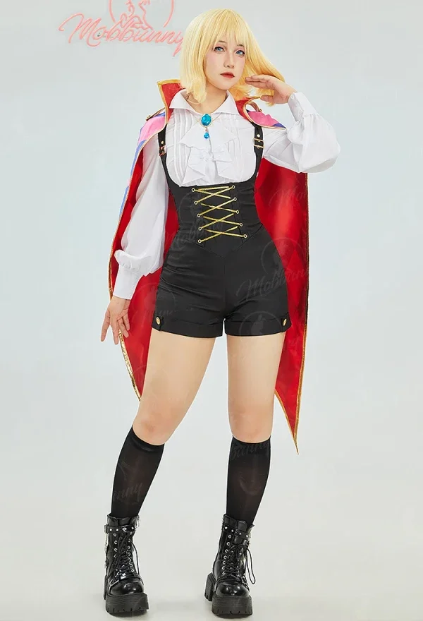 Mobbunny Vrouwen Huilen Afgeleide Casual Outfit Pak Shirt En Overall Met Cape En Ketting Cosplay Kostuum