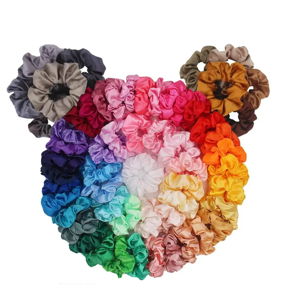 3.9Inches Women Multicolor Silk Scrunchie Elastic Handmade Hair Band Ponytail Holder Adult Hairband Headband Hair Accessories - 5