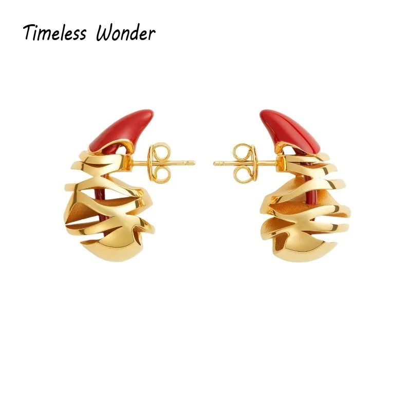 Timeless Wonder Fancy Enamel Geo  Stud Earrings for Women Designer Jewelry Runway Goth Trendy Rare Gift Sweet Luxury Neat 5188