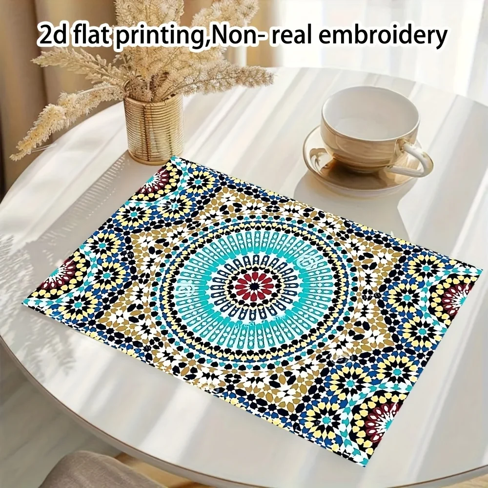VIKAMA 4-Piece Exotic Geometric Placemats Waterproof Home Dining & Café Table Decor Accessories
