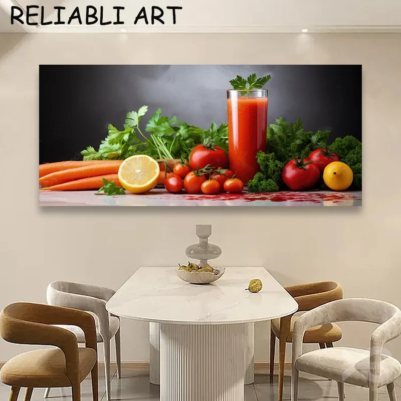 Wine Glasses Fruit  Juice Lemon Food Canvas Painting Poster and Prints Wall Art for Kitchen Living Room Home Decor No Frame