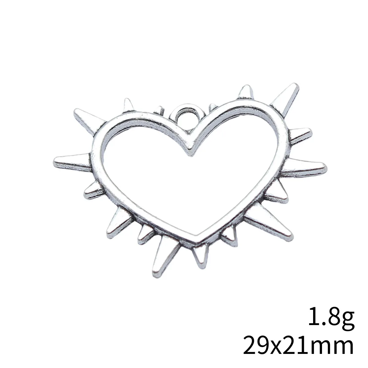 20pcs 29x21mm(1.14x0.83inch) Antique Silver Color Gothic Spiked Heart Charms Pendants DIY Jewelry Making Accessories view 4