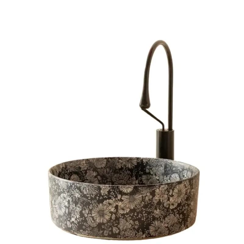 

Round basin on the stage hand-washing ceramic sink small size single basin on the stage home balcony bathroom hotel outdoor