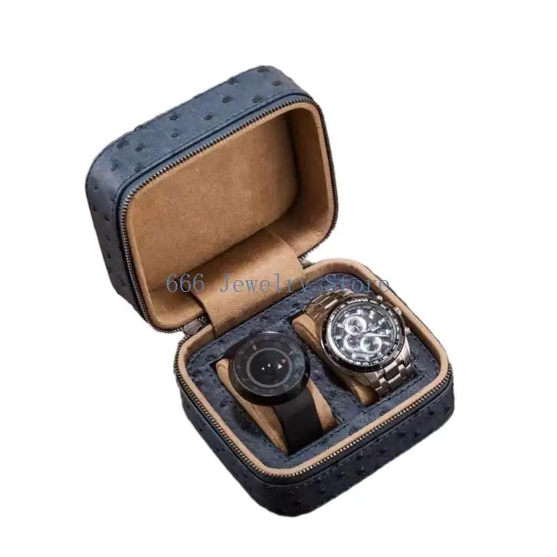 

F2TD Elegant PU Leather Watch Case 2 Slots Timepieces Fashionable Watches Travel for Jewelry Enthusiasts