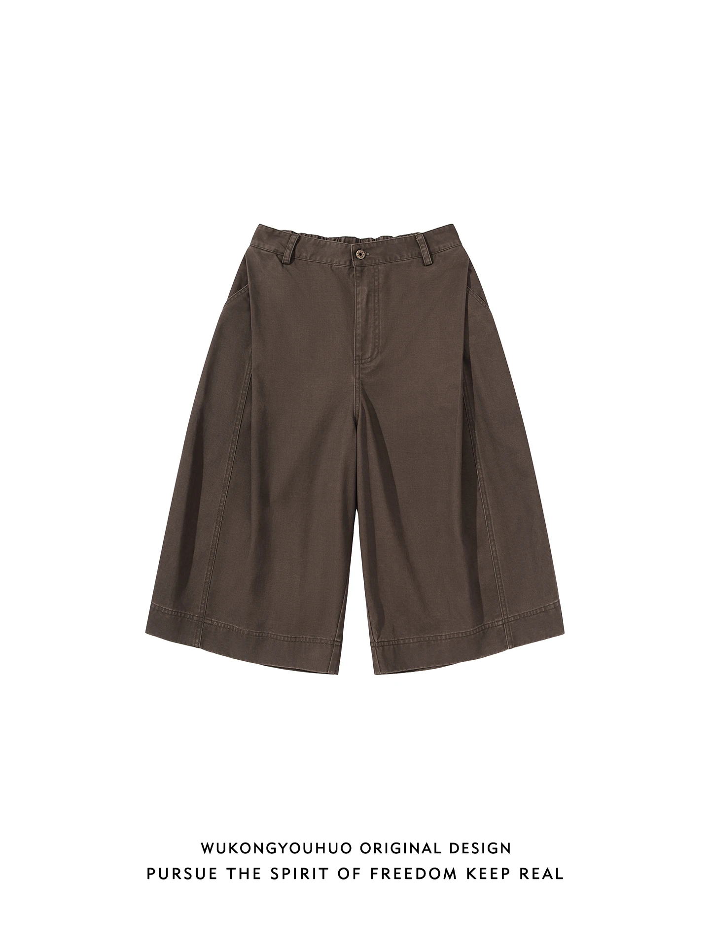 

Wukong Has Sto Trendy Brand Pure Color Waed Straight Leg Seven-Foot Pants Men Summer Retro Loose Casual Mid-Calf Pants