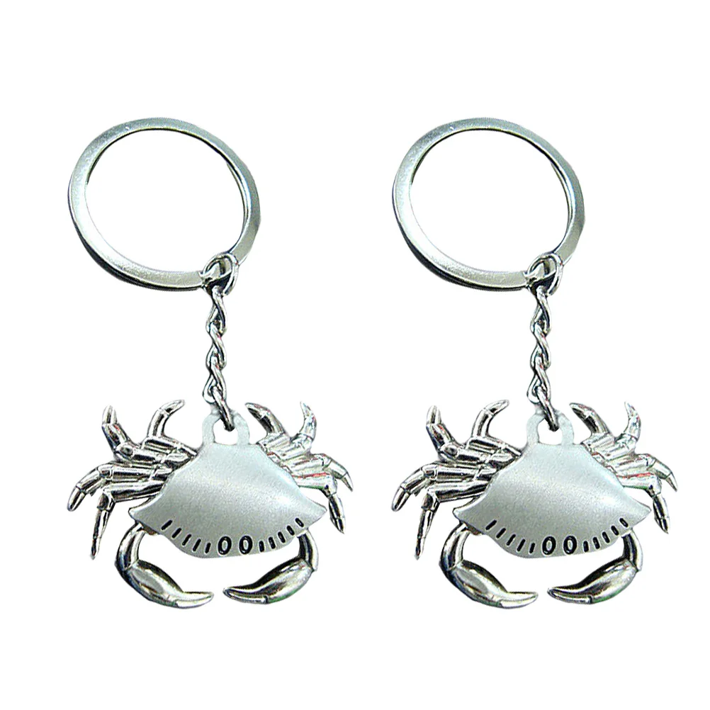  2 Pcs Crab Keychain Stylish Rings Keychains Belts Chic for Men Metal Zinc Alloy