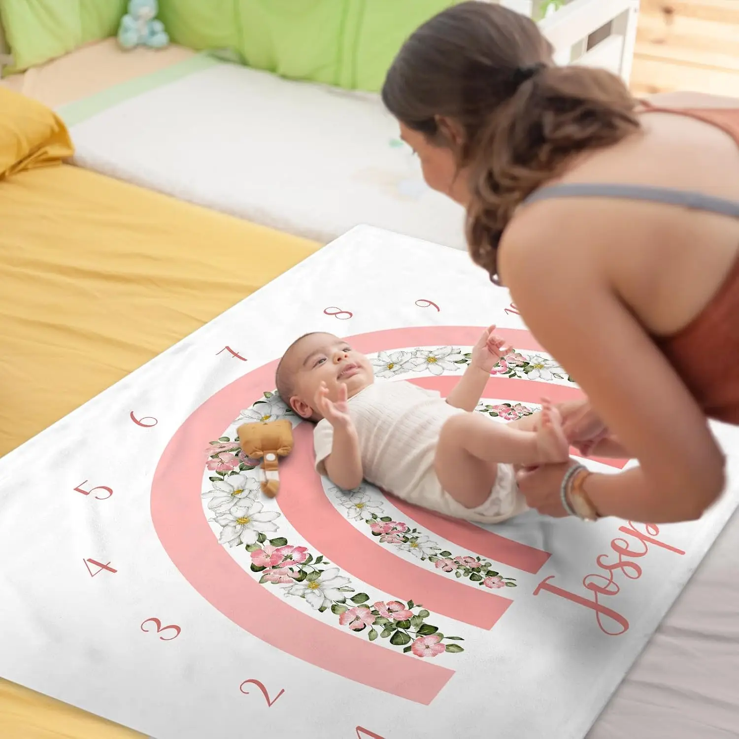 

Коврик для фотосессии новорожденных VIKAMA с принтом «Розовая радуга», календарь роста, аксессуары для фотосъемки, фон для фотосессии