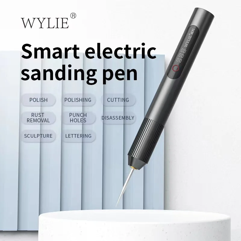 WYLIE Smart Electric Sanding Grinding pen for Mobile Chips Polishing/ 9 pieces Polish tips/USB/Type-C Charger/Polishing/Cutting