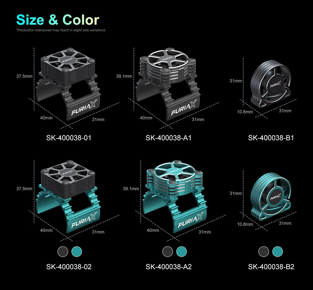 SKYRC Metall-Lüfter, 28000–30000 U/min, CNC-Aluminium, 8,4 V, FuriaX CoolSink Pro Lüfter-Set für 1/10 3650 Motoren, ferngesteuertes Auto – Detail 10