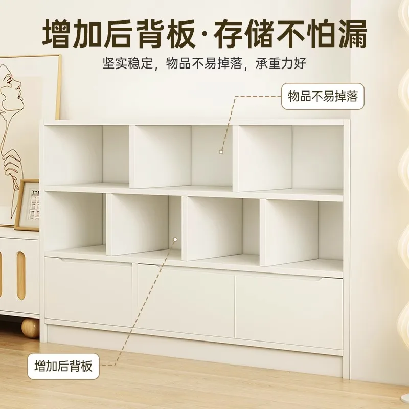 Bookcase Floor-to-ceiling shelf Cream style living room Household wall