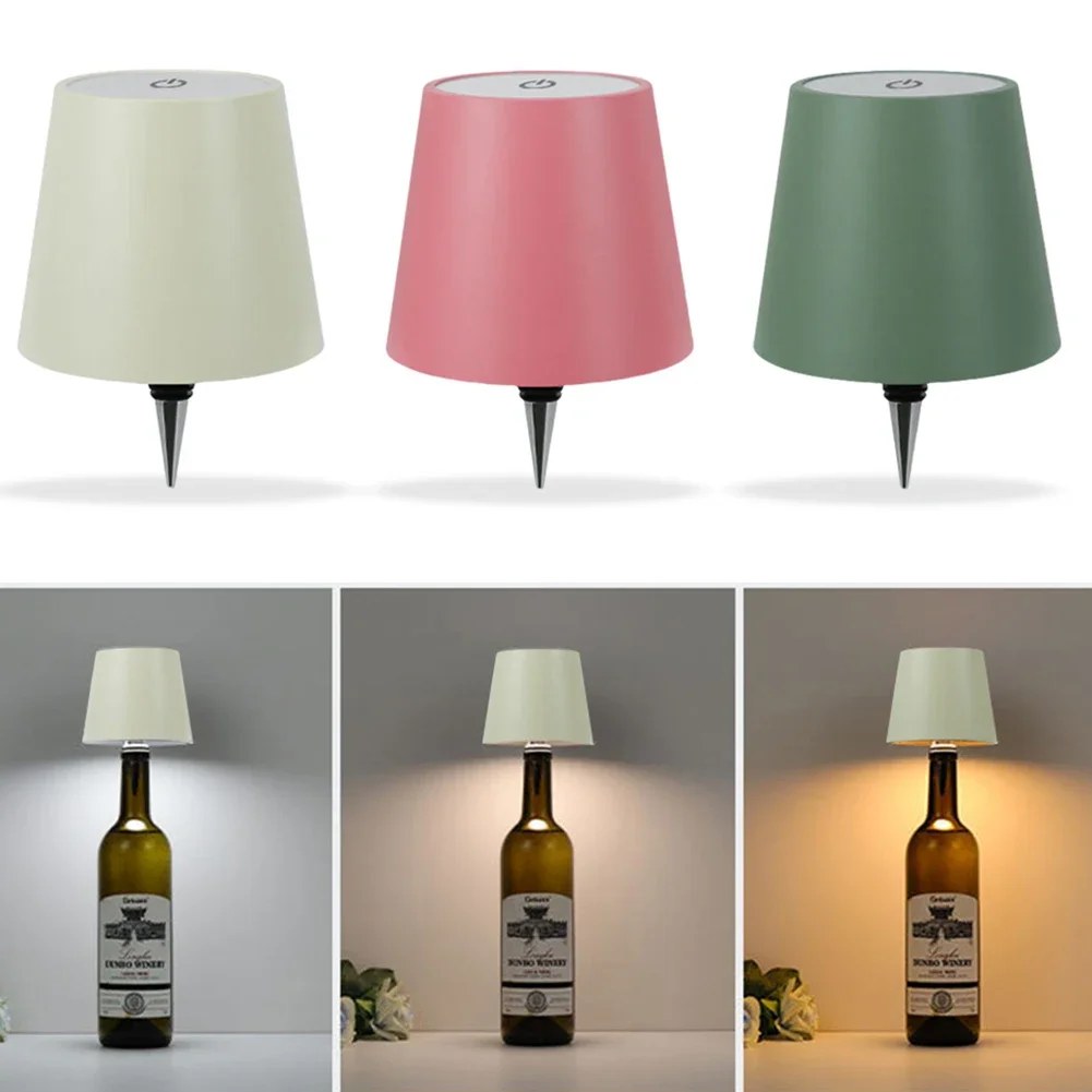 แท่นวางขวดไวน์หลอดไฟ LED แบบไร้สายแจกันแบบชาร์จไฟได้ใช้ baterai lampu LED บาร์รับประทานอาหารที่วางเห็ดตกแต่ง