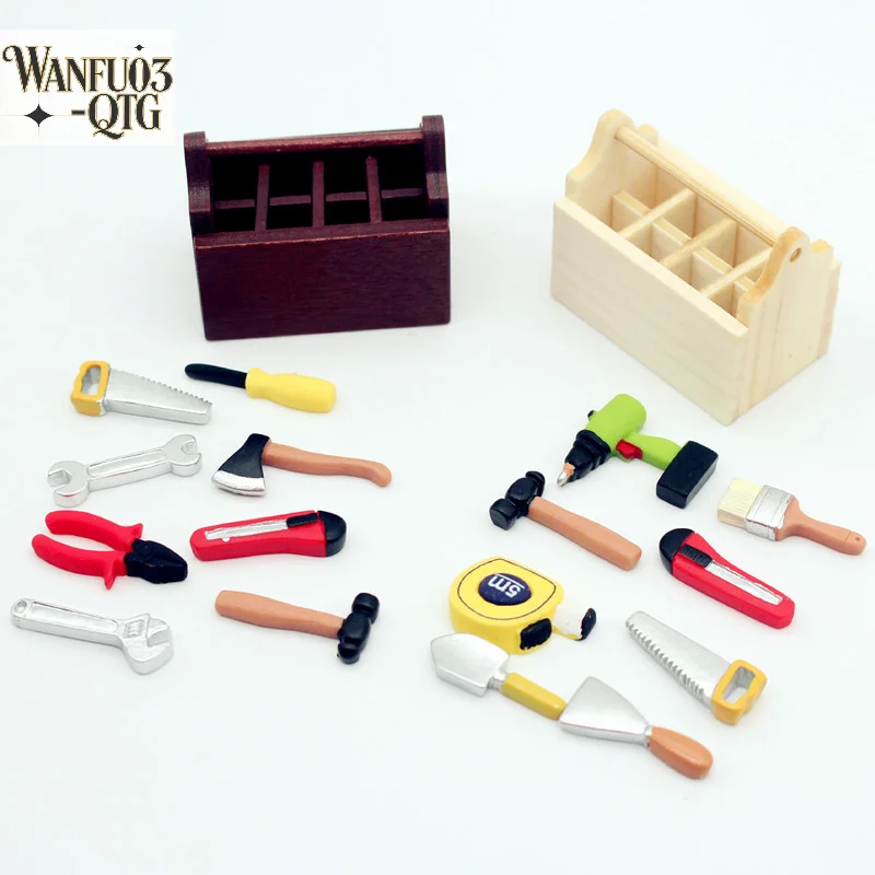 1 مجموعة 1:12 دمية مصغرة الأدوات مجموعات الأدوات اليدوية نموذج اكسسوارات أثاث لبيت الدمية ديكور اللعب الدعائم الزخرفية