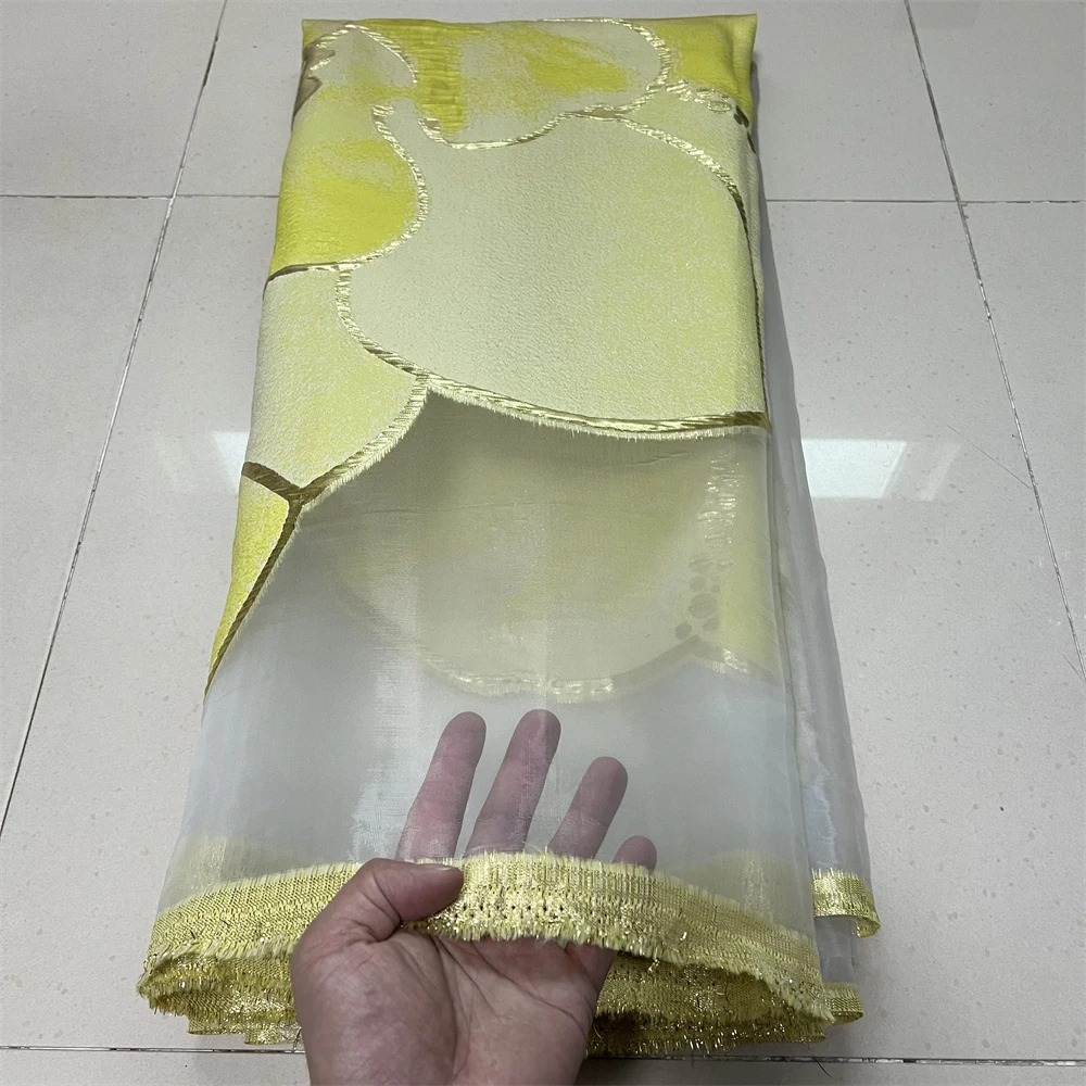 

2025High QualityAfrican Nigerian Tulle Lace Fabric Organza Embroidery Guipure Brocade Jacquard Wedding Dresses Party Gowns 5Yard