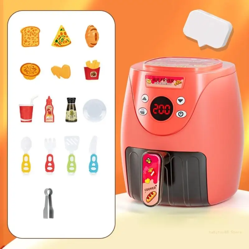 

Y4UD Kids Air Fryer Pretend-Play Kitchen Toy Role-Play Cooking Toy Child Activity Toy