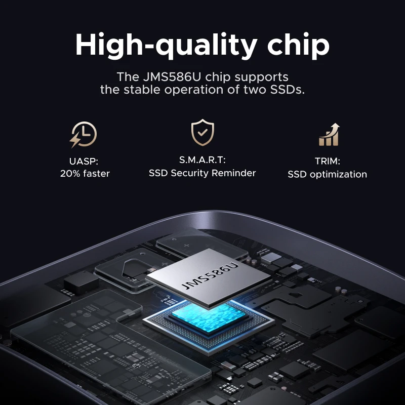 신제품! UGREEN USB 3.2 20Gbps M.2 SSD 도킹 스테이션 듀얼 베이 M.2 NVMe SSD 디스크 케이스 HDD 박스 도크 4TB 저장 지원