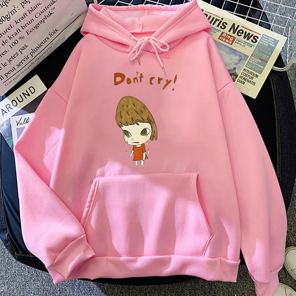 Yoshitomo Nara Niet Huilen Brief Print Hoodies Cartoon Comic Leuke Grafische Sweatshirts Esthetische Harajuku Paar Kleding Voor Meisjes