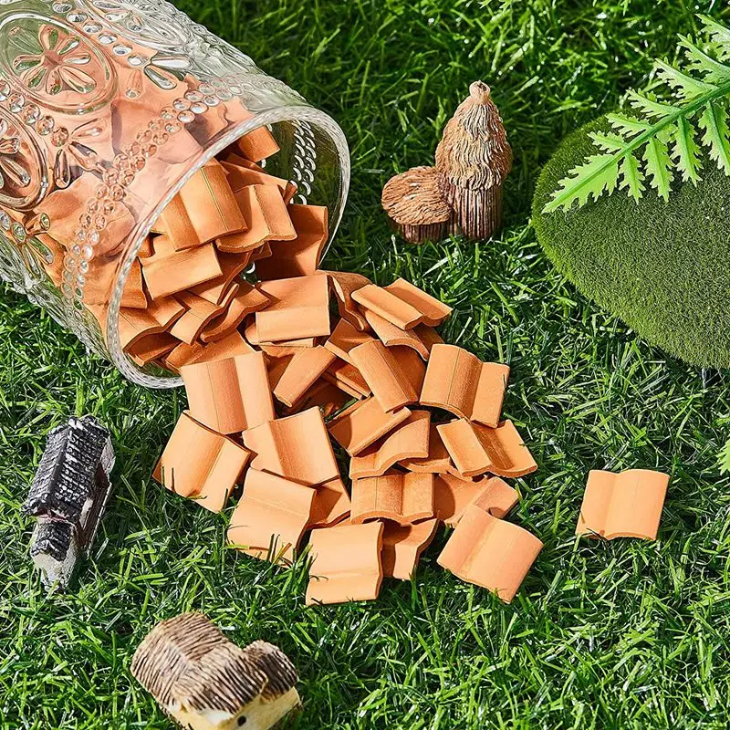 200Pcs Roof Tiles Building Set Miniature Tiles Mini Dollhouse Shingles Fake Tile Landscape Kitchen Garden Accessories