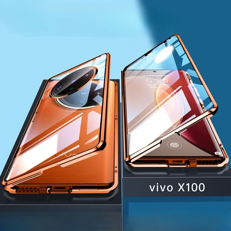 

Double-sided Glass Phone Case for VIVO X100 Pro Magnetic Case 360° Full Protection Back Cover for VIVO X100Pro Shell Funda