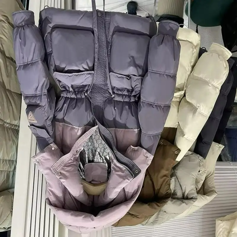 

2026 Winter A Mid-length Hooded Zipper Down Jacket with A Stand-up Collar for Women Cinched Waist Warm Coats for Petite Women