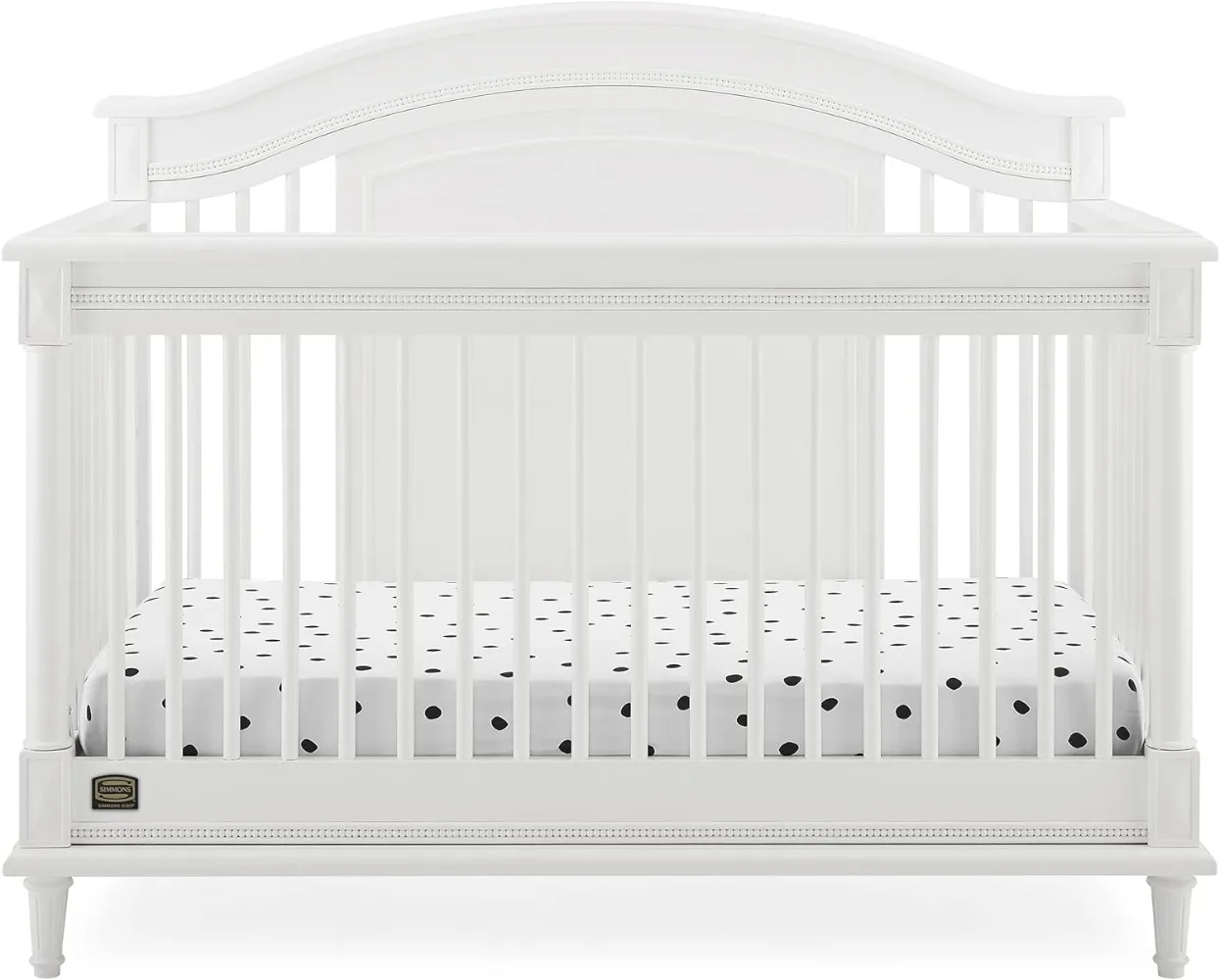 Simmons Kids Juliette 6-in-1 Convertible Crib with Toddler Rail, Greenguard Gold Certified, Bianca White