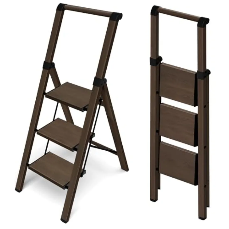 

Foldable Aluminum Ladder Handgrip Anti-Slip Pedal 330lbs Capacity Lightweight and Portable for Home Kitchen Office Garage