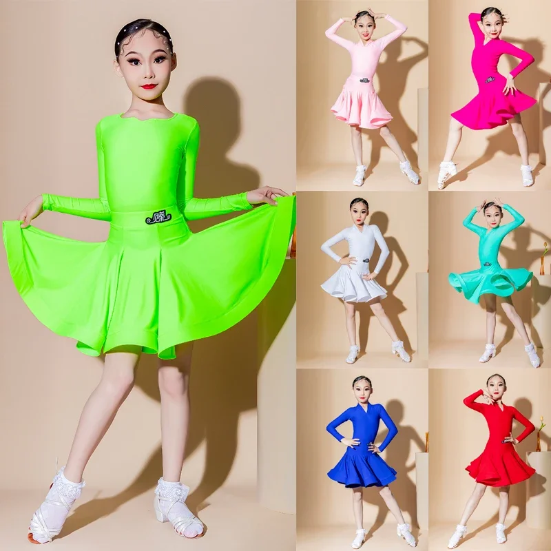 

Many Colors Children'S National Standard Ballroom Dance Dress Girls Competition Latin Dance Dress Kids Performance Costume