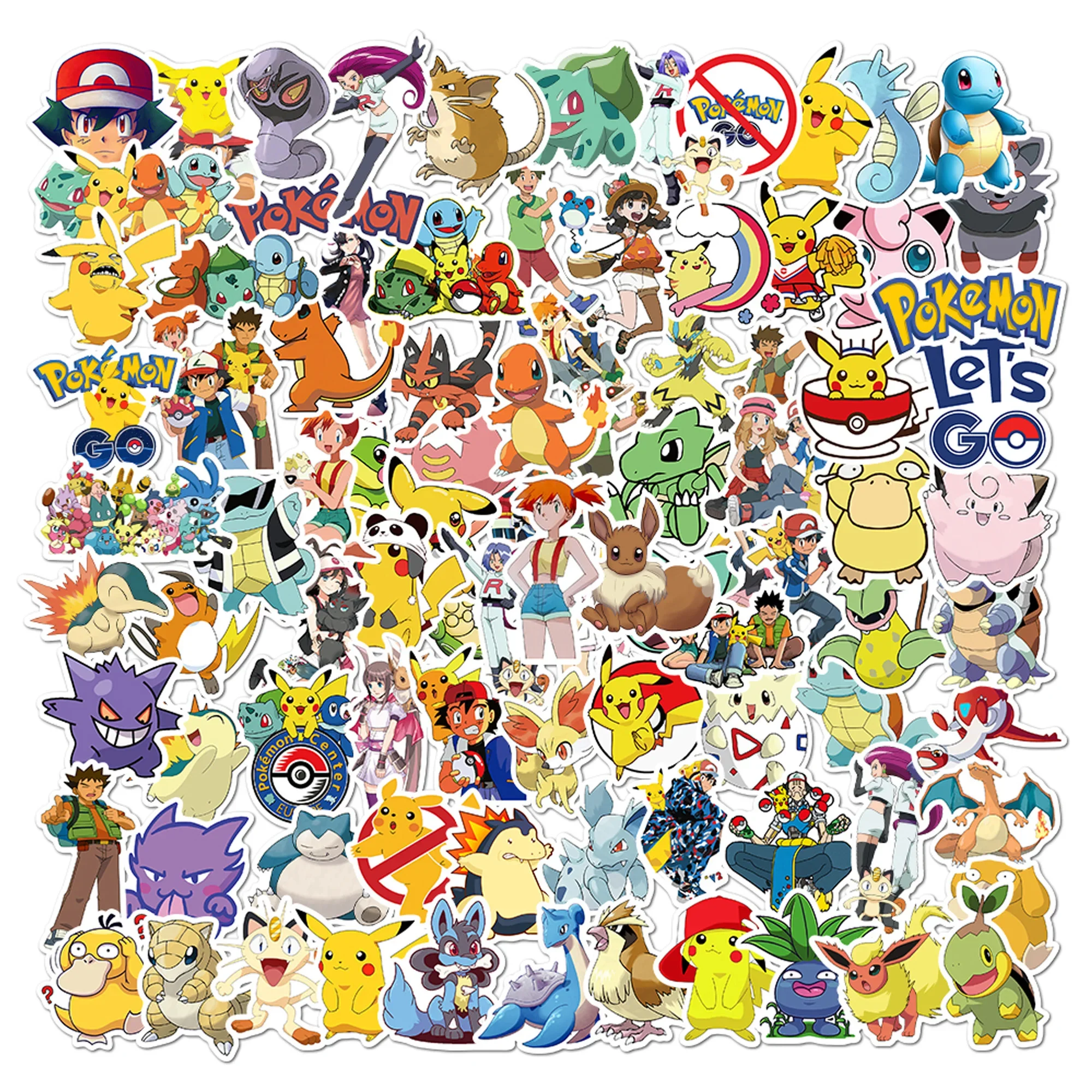 50/100Pcs Anime Cartoon Pokemon Stickers Pikachu Decals Decoration DIY Suitcase Diary Stationery Waterproof Sticker for Kids