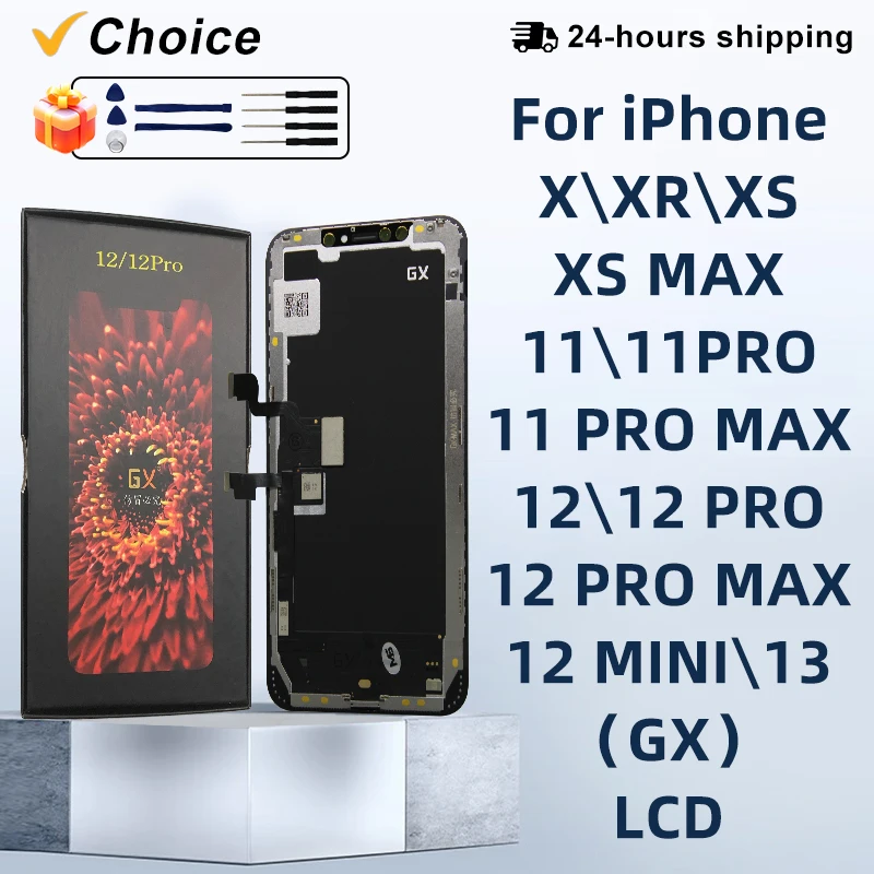 GX For iPhone X XS XR XS Max LCD 11 Pro Max 13 3D Touch Screen Digitizer Panel For 12 Mini 12 12 Pro Max Replacement Parts