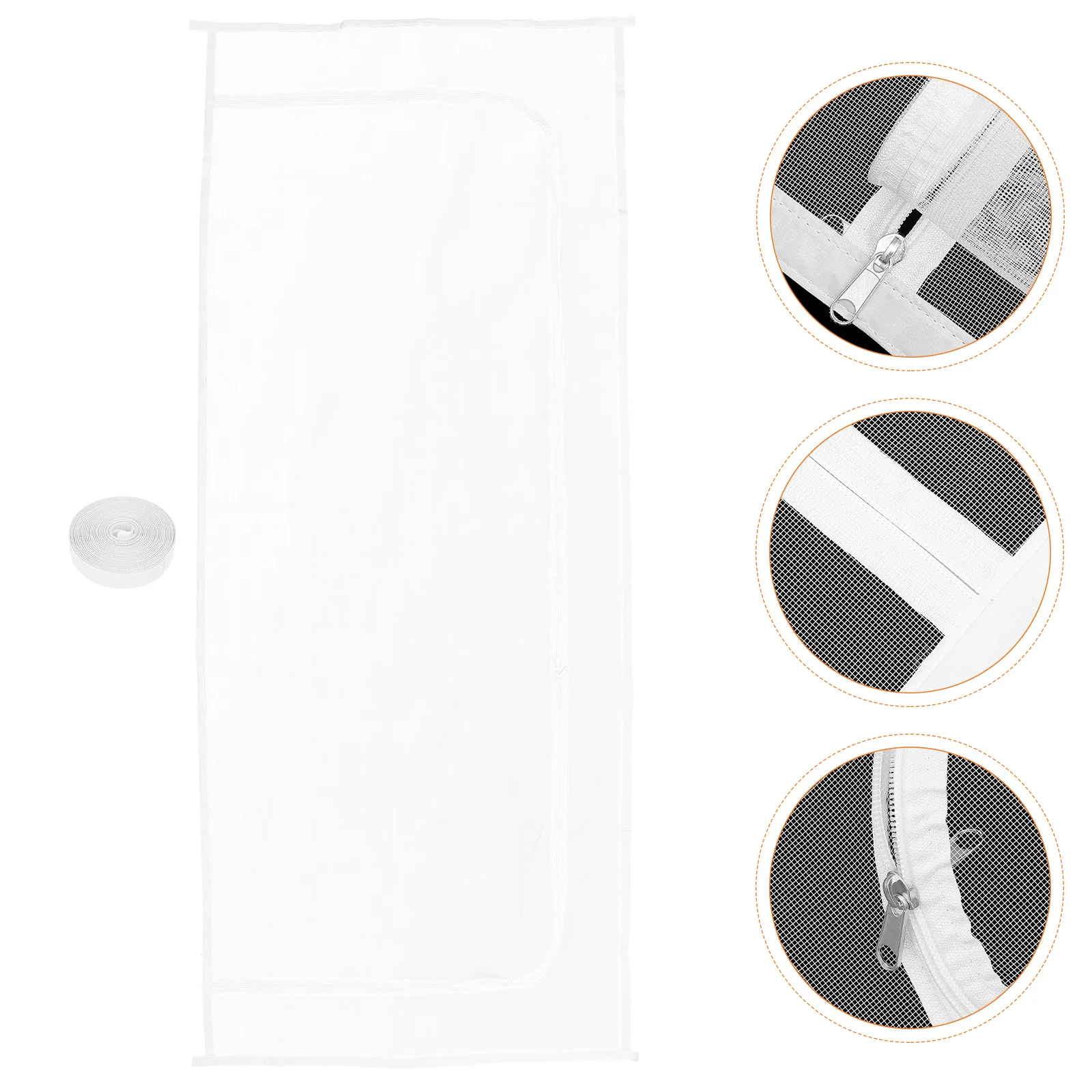 

Anti Cat Door Curtain Pet Mesh Electronic Zipper Screen White Gauze with Opening