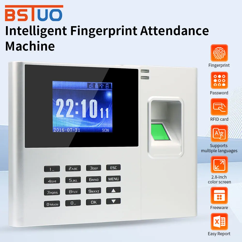 

3-in-1 FP/PIN/ID Card Access & Attendance Terminal System Time Clock Recorder Support USB Export For Data Records Manage