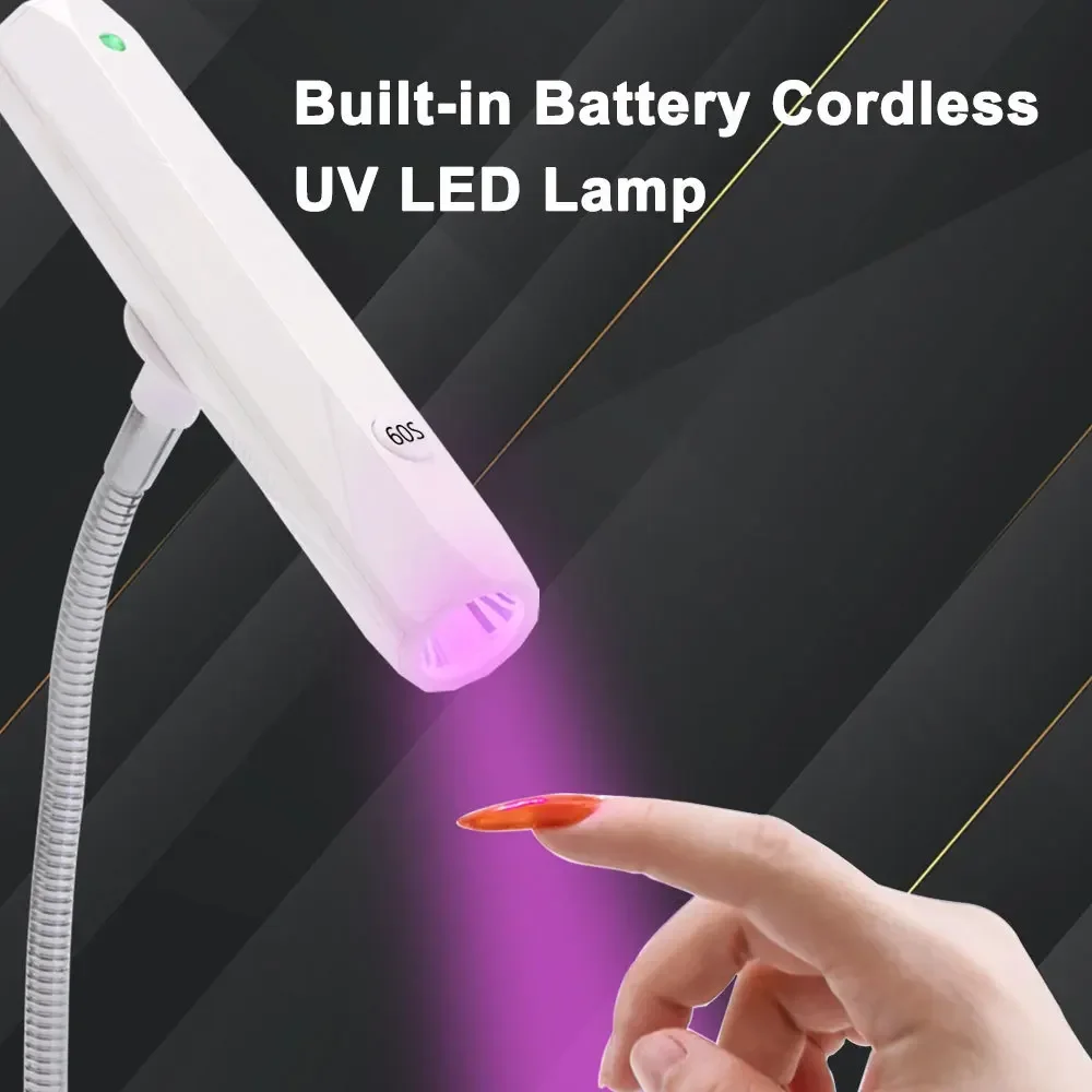 Lámpara UV de escritorio para Realce de uñas, secador de uñas portátil 2 en 1, recargable por USB, secado rápido, 360 °, ajustable, cuello de cisne