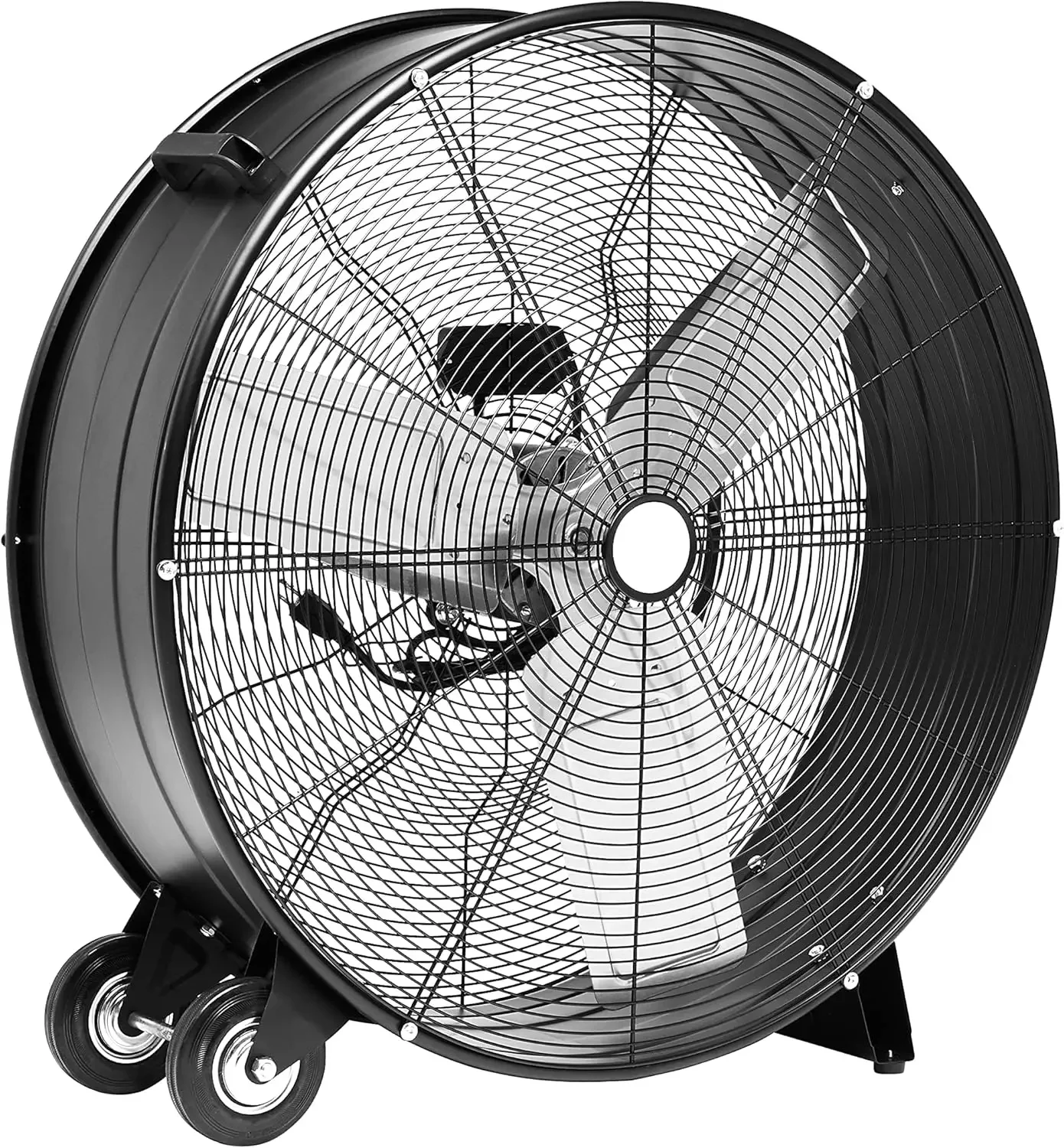 Ventilador de tambor industrial básico de 30 polegadas, certificação UL, 300 W, 2 configurações de velocidade, construção metálica, cabo de alimentação de 5,9 pés, 2 rodas, preto