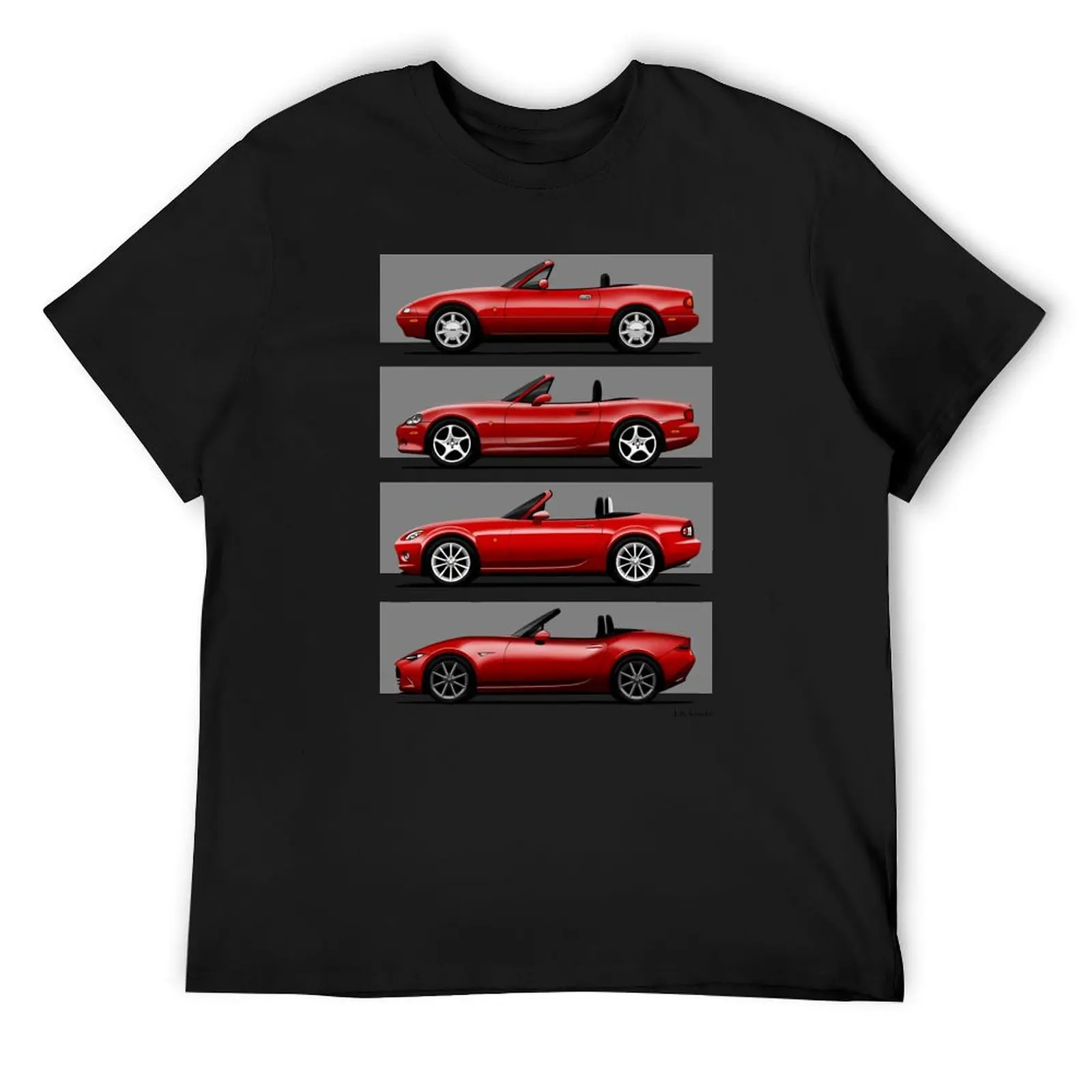 

The four generations of the classic roadster convertible sports car T-Shirt T-shirts man plus size men clothing