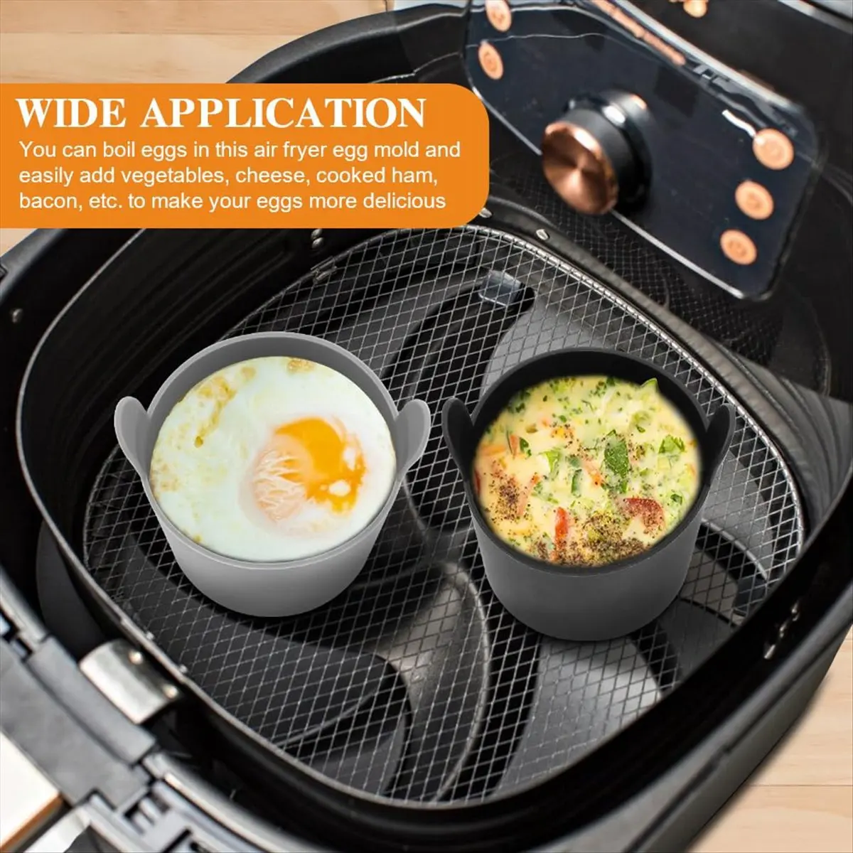 ABZF 2026 4pcs Ramekins for Air Fryer,Air Fryer Egg Moulds with Dual-Handle Reusable Air Fryer Egg Moulds for Air Fryer