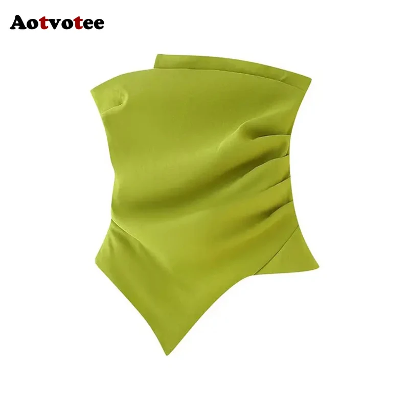 Aotvotee Tanks Top for Women Strapless Off Shoulder Sleeveless Crop Top Spring Summer 2025 New Fashion Female Backless Vests