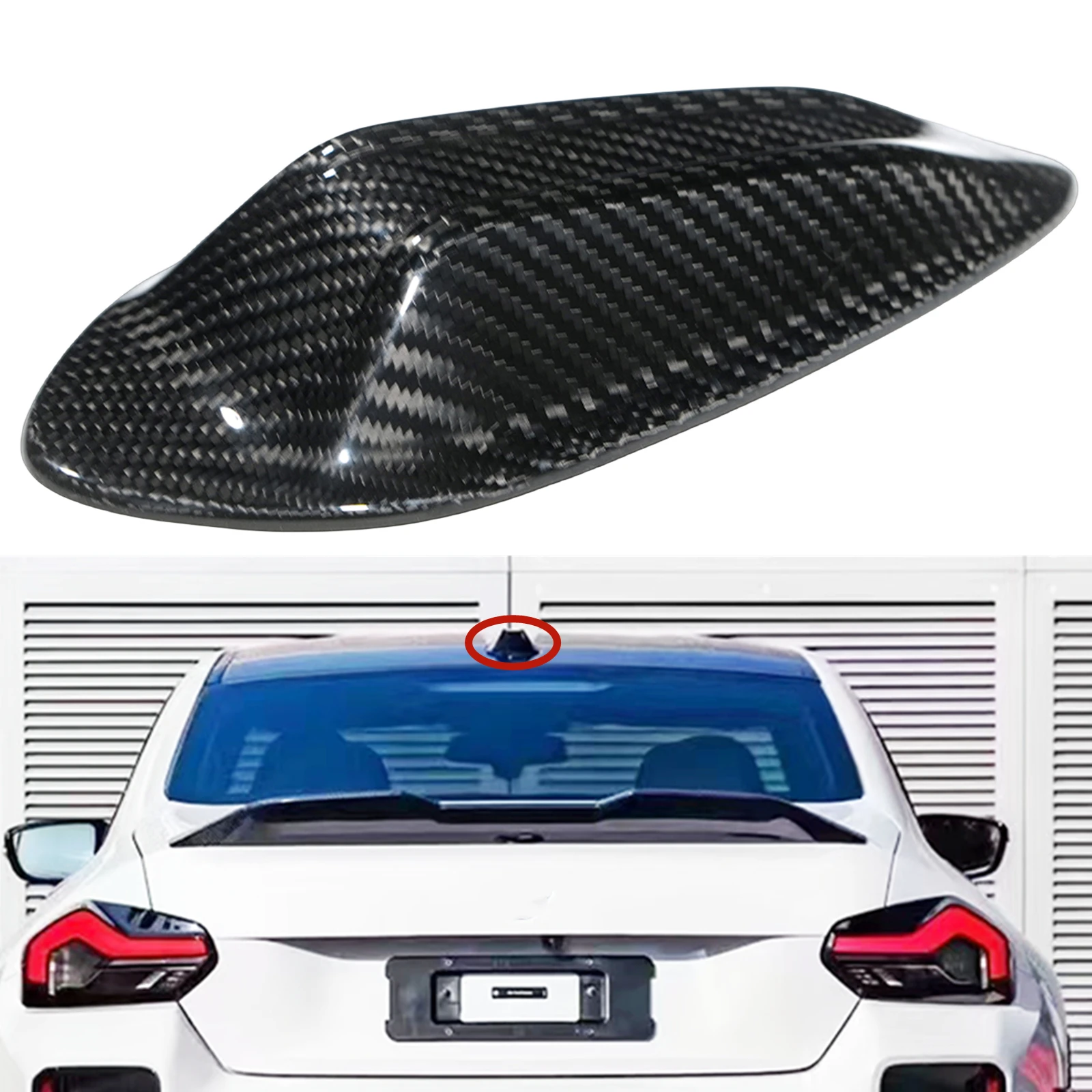 For BMW 2 3 Series G20 G80 M3 G82 M4 G42 G87 M2 2023-2024 Carbon Fiber Exterior Roof Antenna Cover Dome Antennae Shell Trim Cap