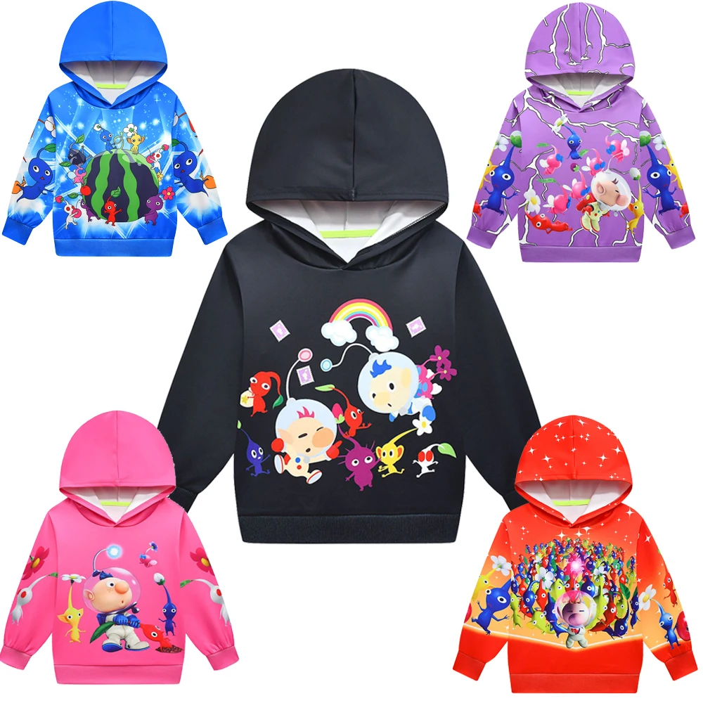 Video Game Pikmin 4 Hoodie Kids Cartoon Print Sweatshirts Children Hoodies Autumn Baby Girls Pullover  Funny Tops Boys Clothes