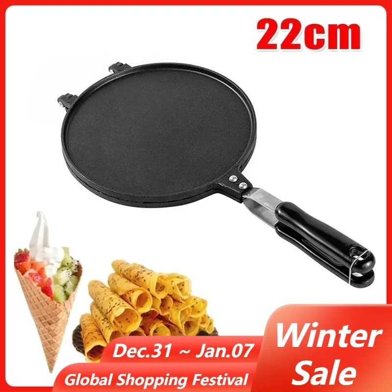 22cm Non-Stick Egg Roll Waffle Maker Baking Pan Ice Cream Cone Maker Tool Mold Egg Frying Cake Mold Baking Pastry for DIY