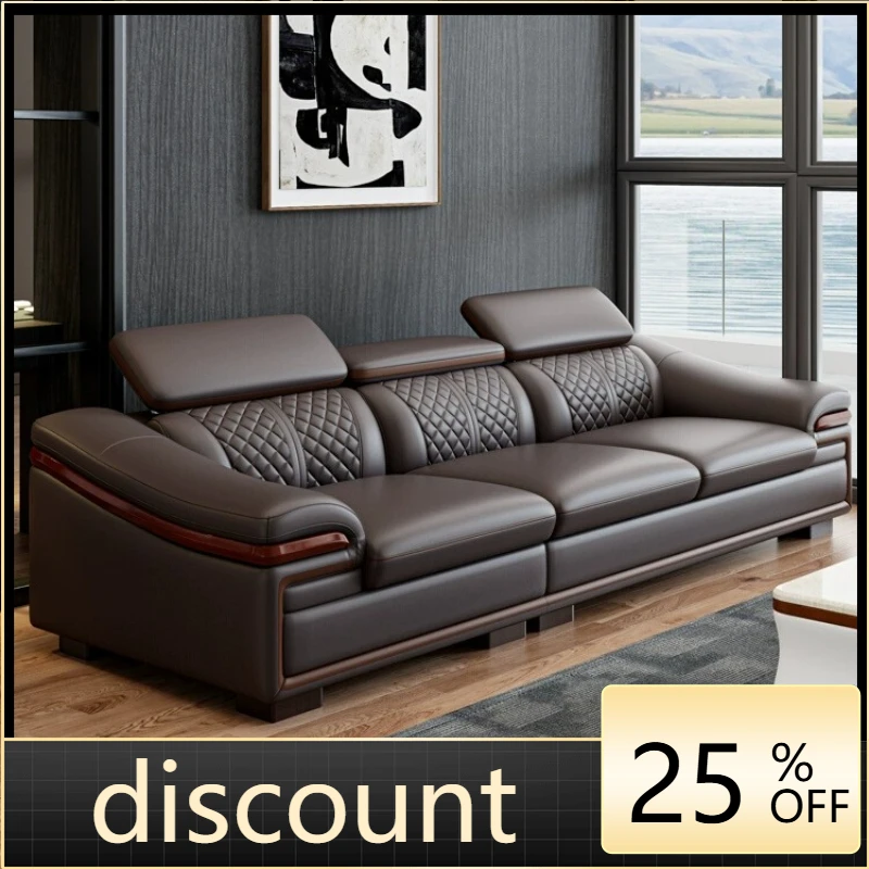 LH leather sofa first layer cowhide modern simple living room light luxury three people